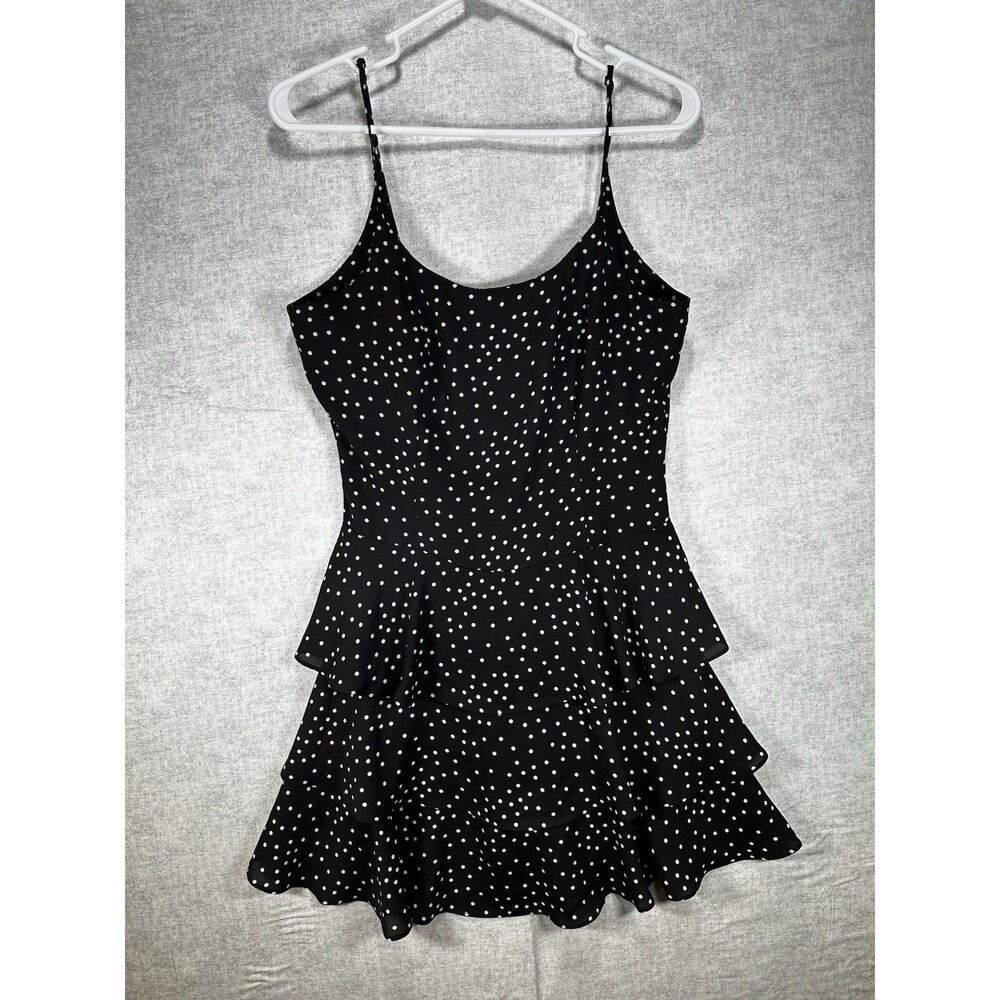 Forever 21 Black Polka Dot Tiered Mini Dress Size Small